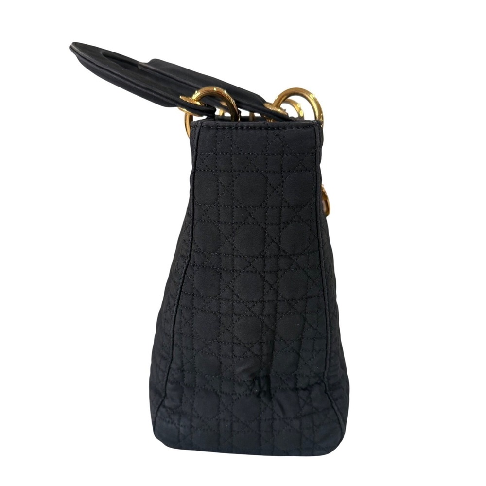 Christian Dior Black Quilted Cannage Lady Dior Top Handle Bag Gold Hardware - Picture 6 of 9